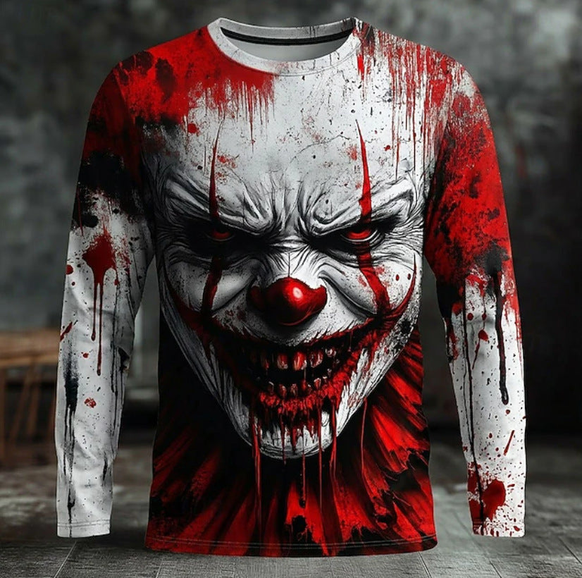 T-shirt imprimé homme manches longues avec un cou d'équipage