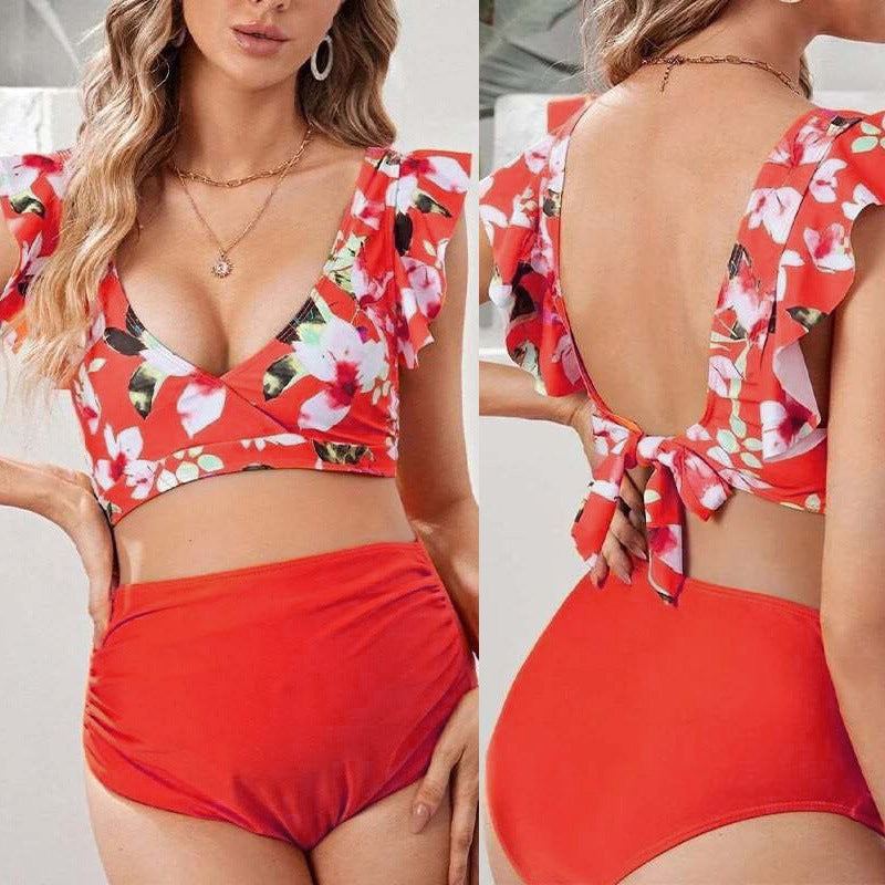 Maternité Ensemble de maillot de bain casual sans dos Halter à deux pièces