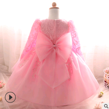 Robe fille à manches longues robe rose robe enfant robe