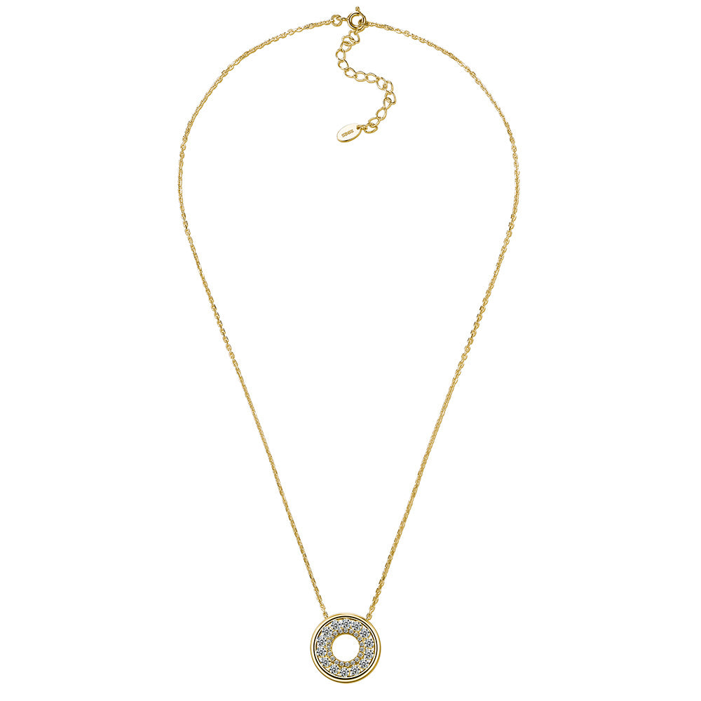S925 Collier en mousse argentée Sterling Silver Pave Circle 40-45cm D Couleur VVS1 Silver Gold Dual