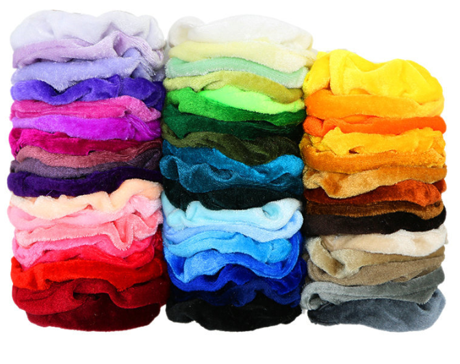 50 Pcs Bague de cheveux en velours doré