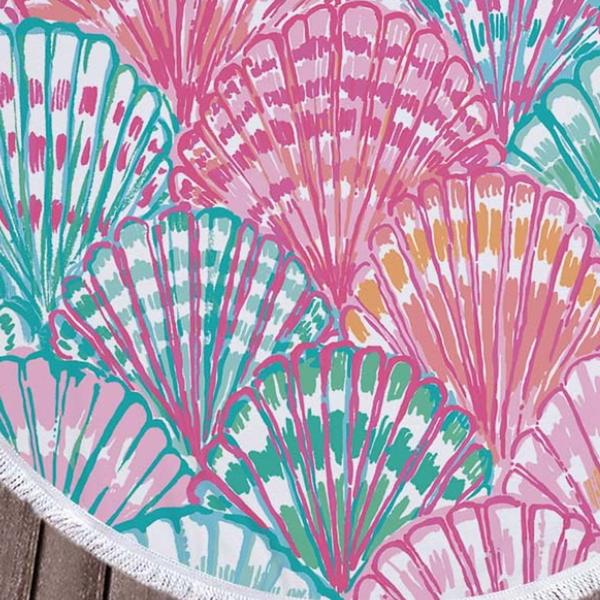 Serviette de plage ronde en microfibre et en tassel