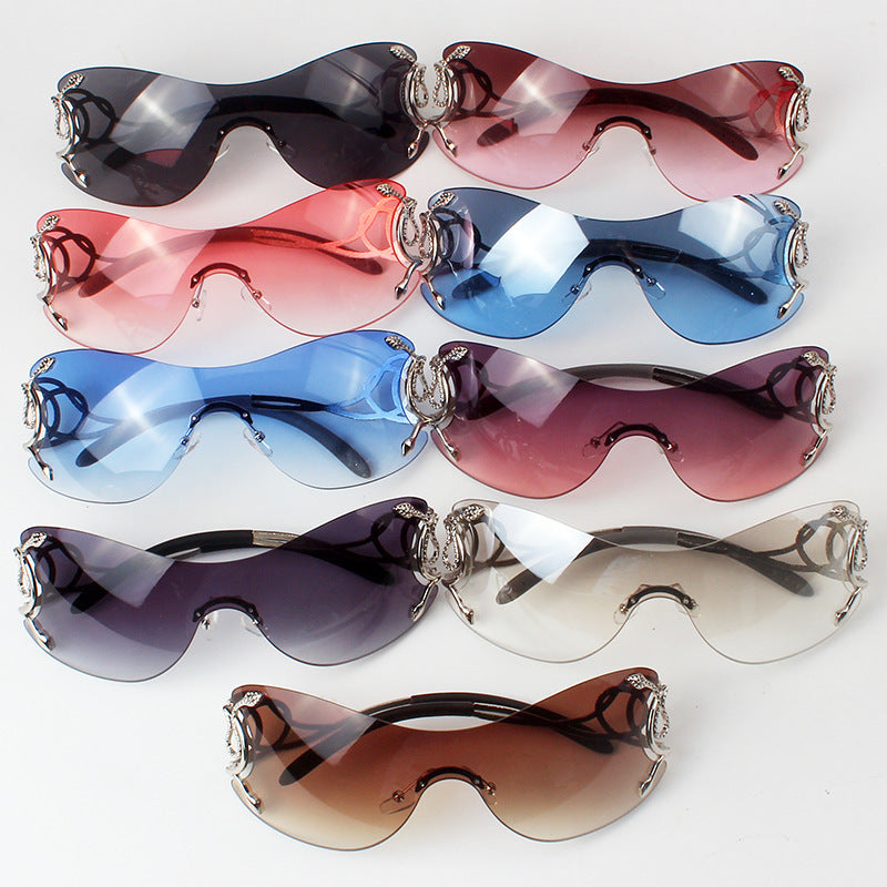 Lunettes de soleil en forme de cobra Sporty Rimless Coupe latérale
