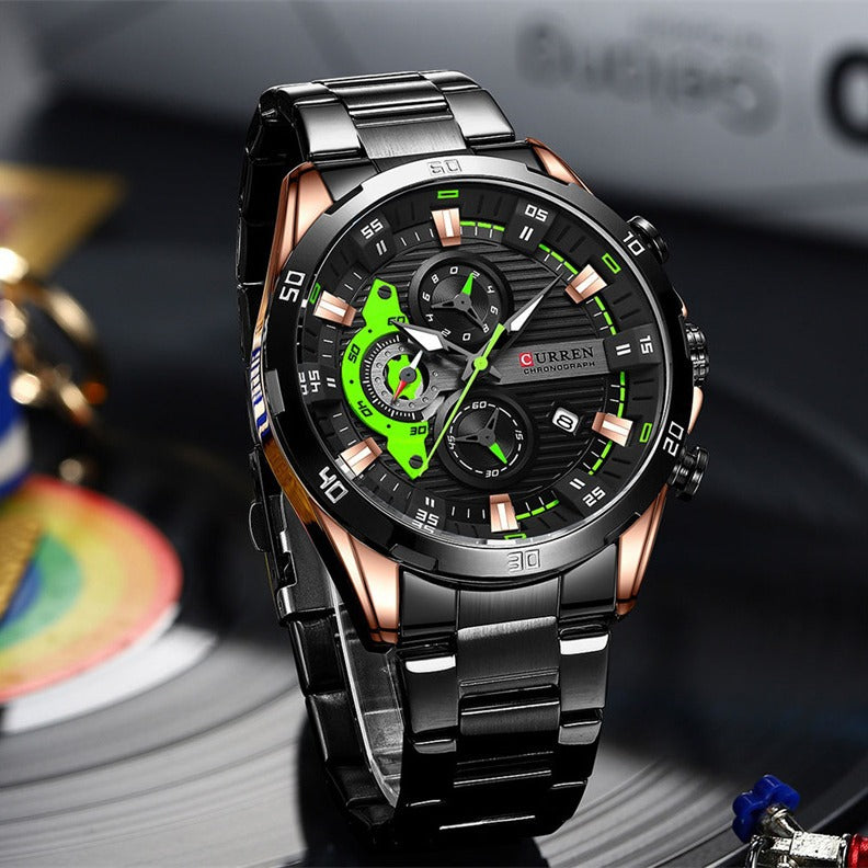 Montre de moto en acier à six poignées pour hommes