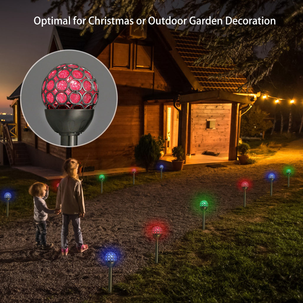 3Pcs Solar Pathway Lights IP44 Waterproof RGB Color Changing for Pathway Garden Walkway Ya