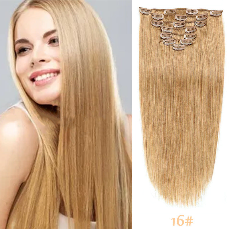 Clip-in cheveux réels cheveux humains sept-pièces ensemble 14 pouces 70g extensions de cheveux Perruque