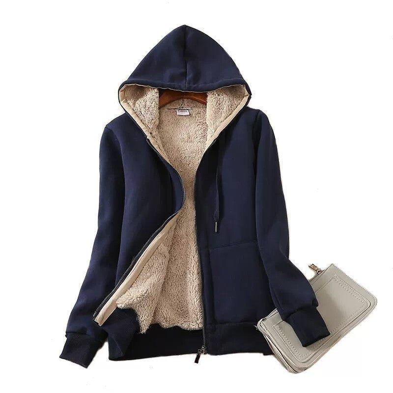 Sweat-shirt de mode à capuche épais doublé de polaire pour femmes