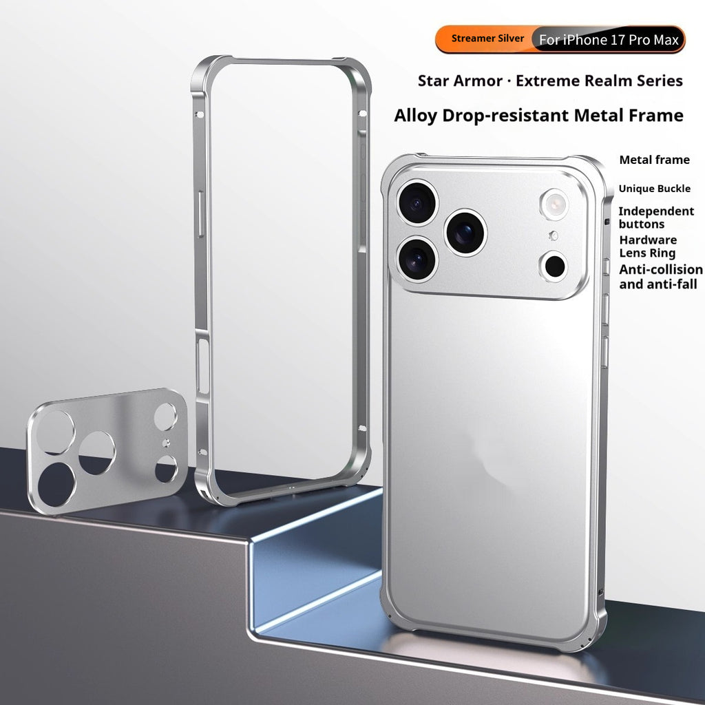 Coque de téléphone mobile avec boucle de hippocampe et quatre coins cadre en métal anti-drop