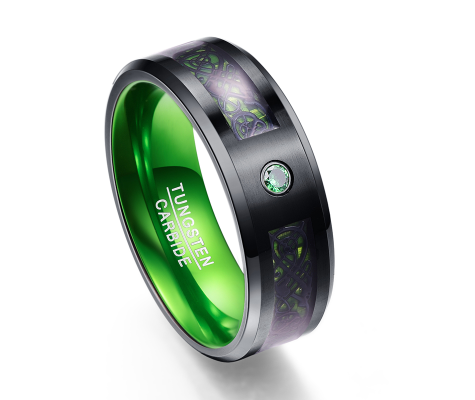 Matte vert Zircon hommes anneau tungstène carbure bague de mariage