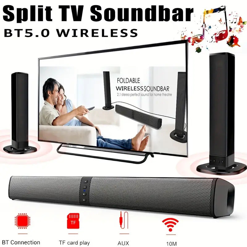 2-in-1 Soundbar for Living Room Home Bluetooth Speaker with Built-in Soundbar