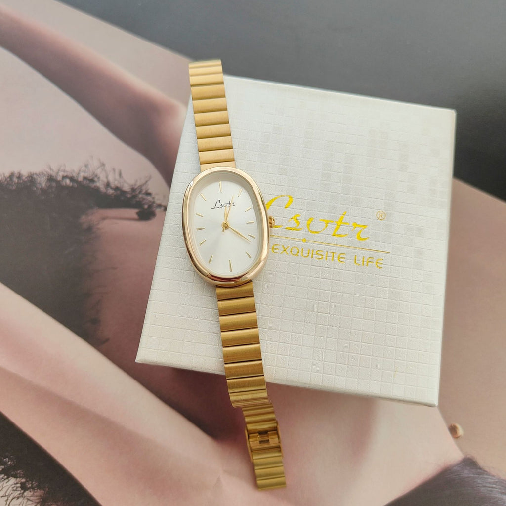 Ceinture en acier Quartz Golden Mi-ancient Niche Advanced Fashion Best-seller Montre