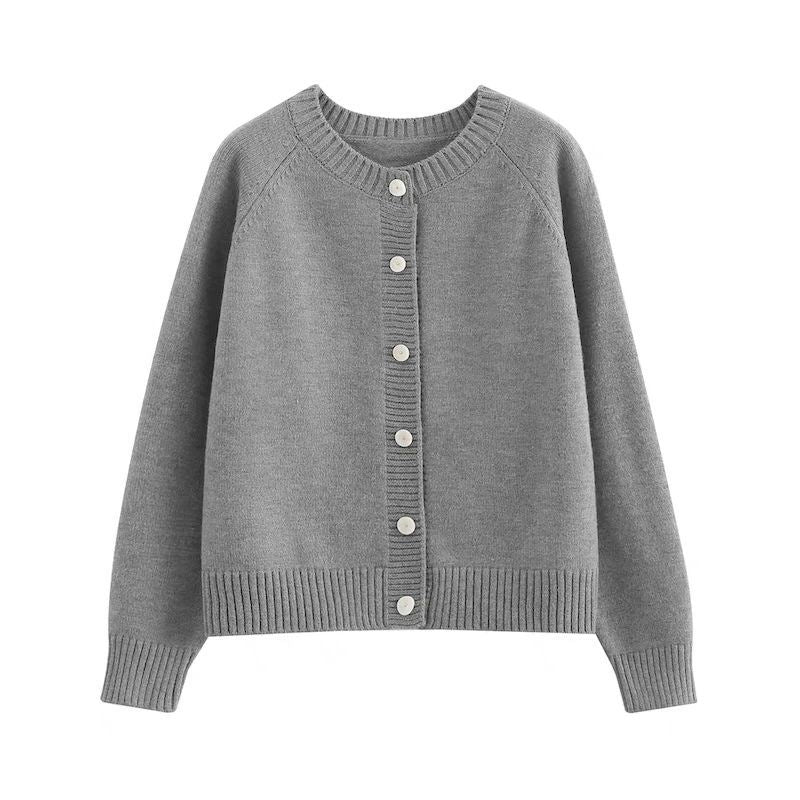 Dopamine Original sans effort Chic Col rond bleu tricoté Cardigan