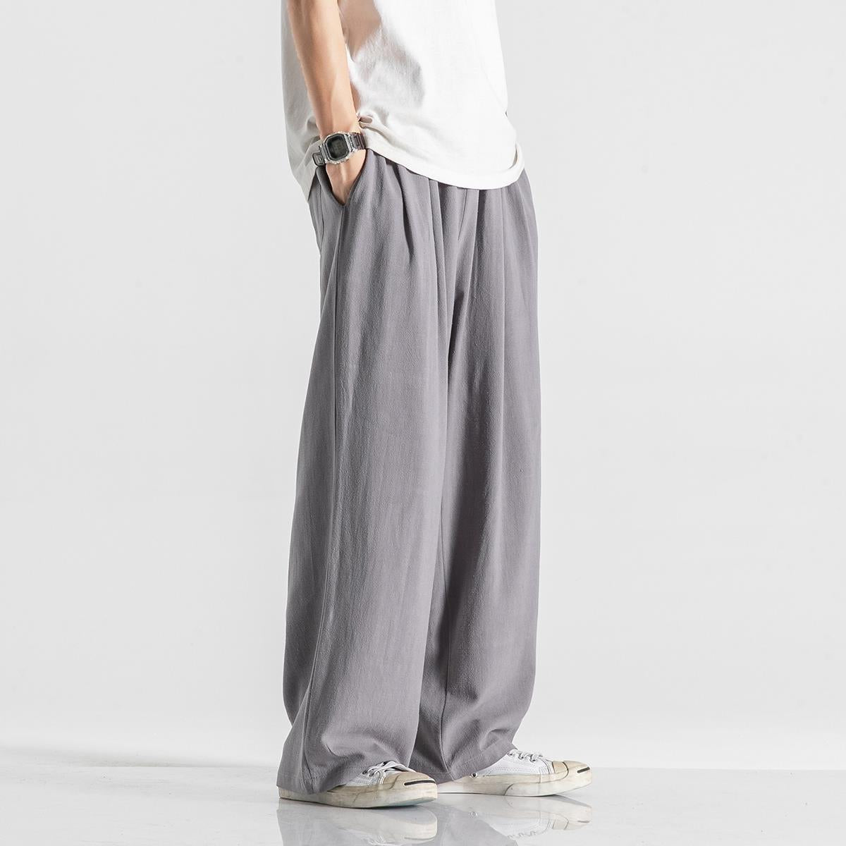 Léger Respirant Été Plus Taille Loose Droite Large Jambe coton et Lin Casual Pa