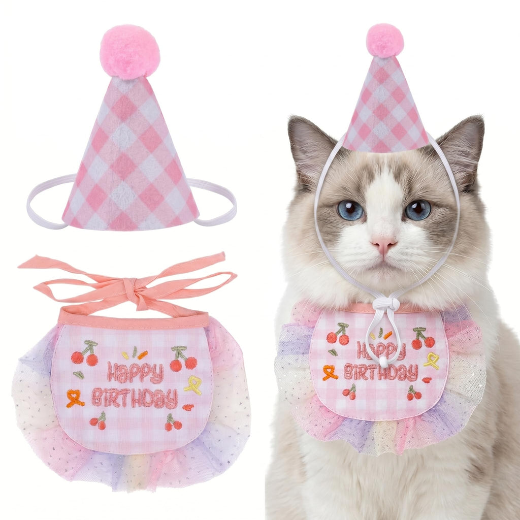 Costume de princesse de chat Robes de chat Tutu Kitte Ensemble d'écharpe de chapeau d'anniversaire Vêtements Dog Outfit for