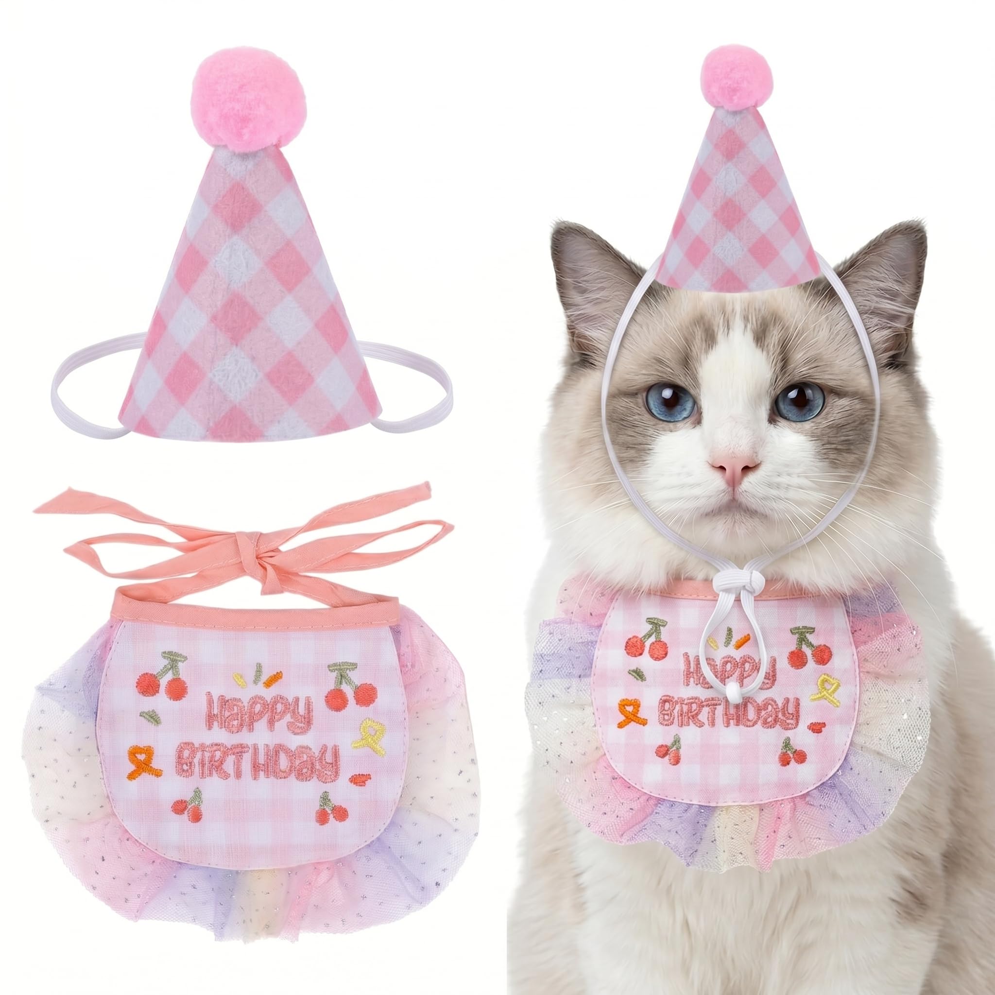 Costume de princesse de chat Robes de chat Tutu Kitte Ensemble d'écharpe de chapeau d'anniversaire Vêtements Dog Outfit for