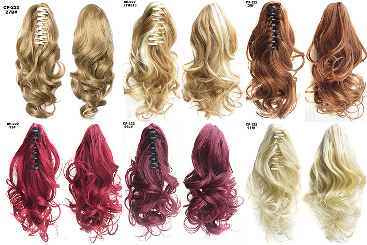 Long Wave Ponytail Wrap autour de Ponytail Clip dans les cheveux Headwear Gris Coiffure Exten naturel