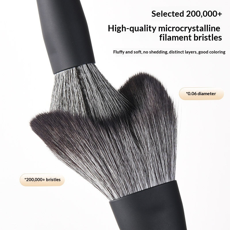 Set de brosse de maquillage noir mat en nylon