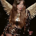 Douce et épicée manches longues femmes Col rond Sexy Grande robe de soirée à paillettes