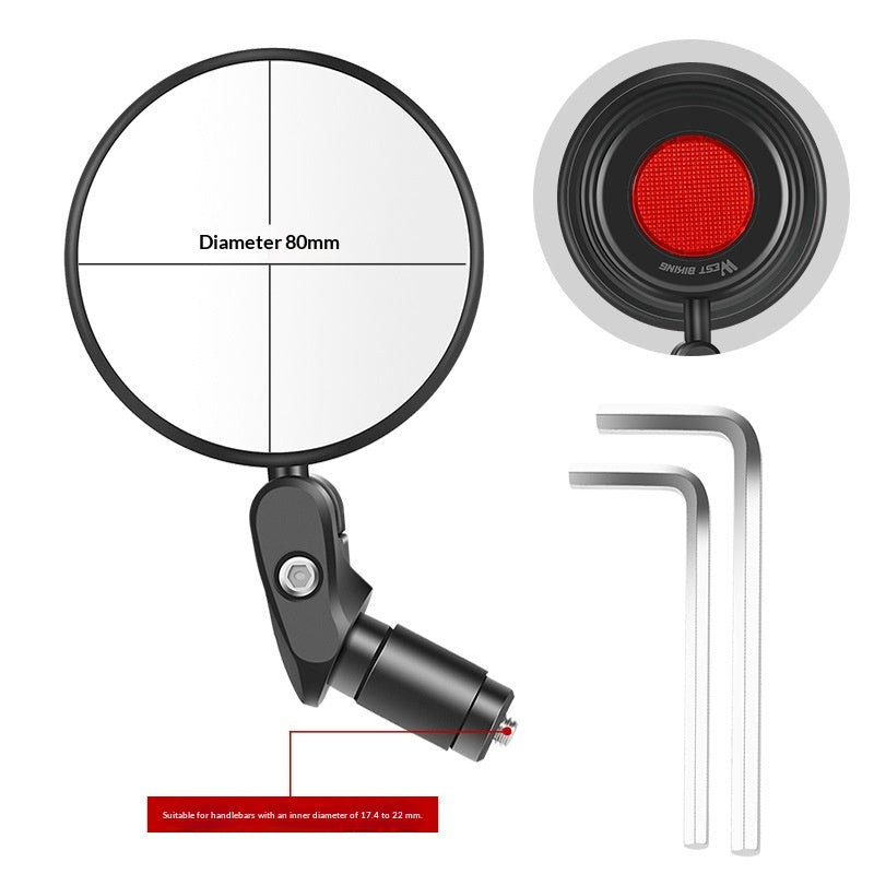 Grand Rétroviseur rond pliable Convex pour vélo