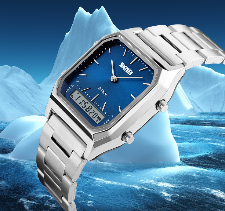 Montre électronique Retro Classic Business Bracelet en acier