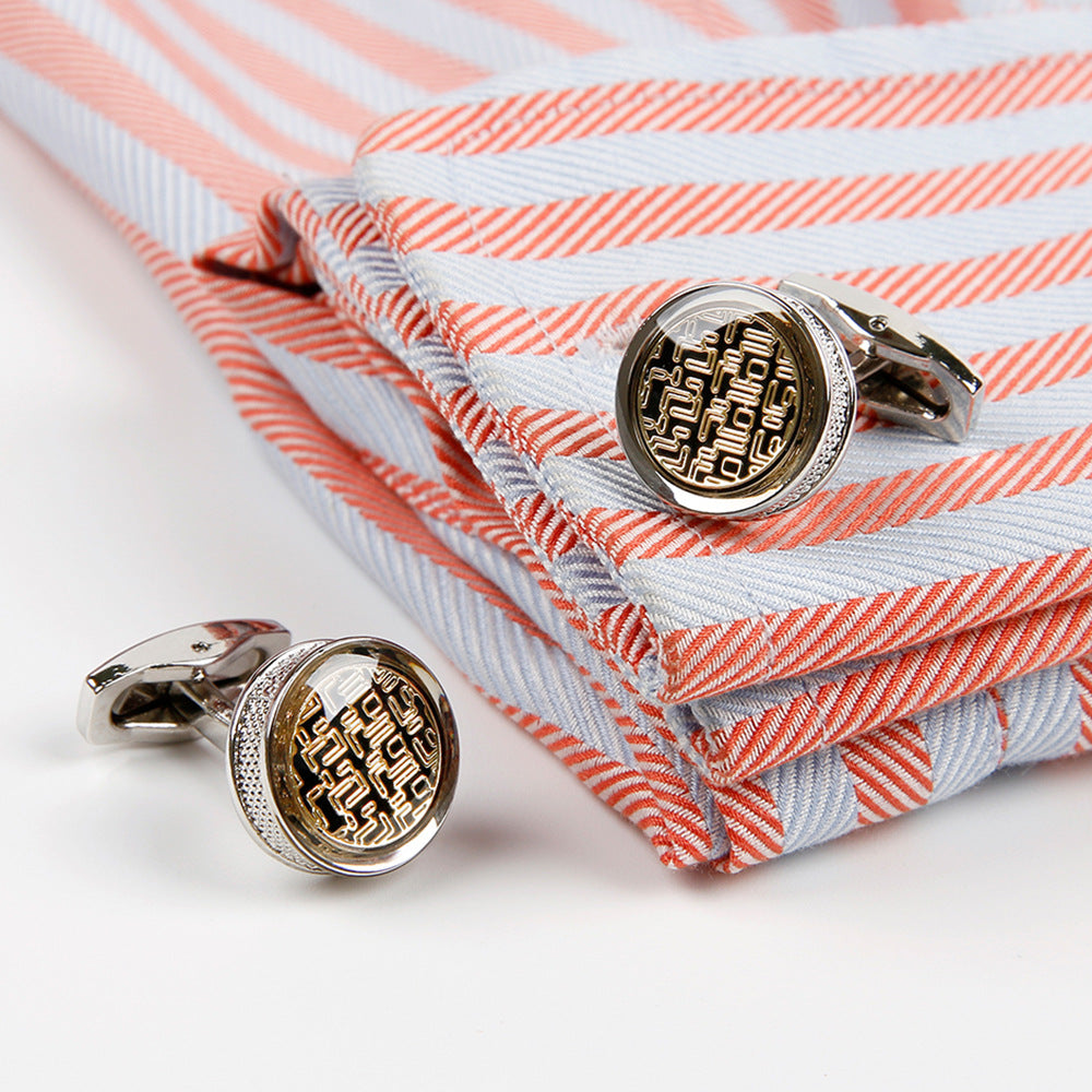 Men's Cufflinks Mode Jaune Pattern Rond