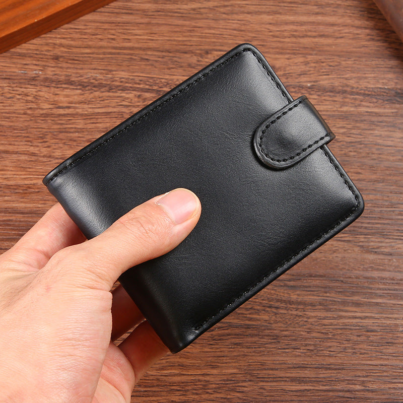 Portefeuille horizontal en cuir PU pour hommes Grande capacité Fentes de cartes multiples avec Zipper Coin Poc