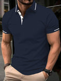 Men's Casual Button-Down Lapel Neck T-Shirt