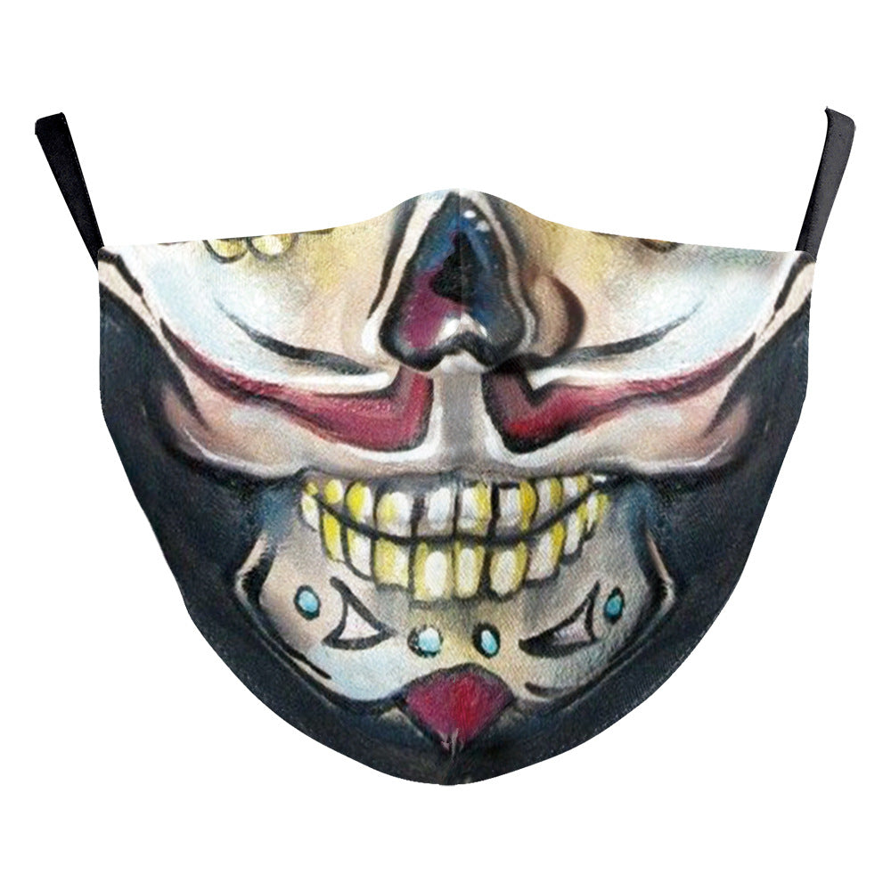 Masque d'impression numérique Halloween double couche en soie de lait