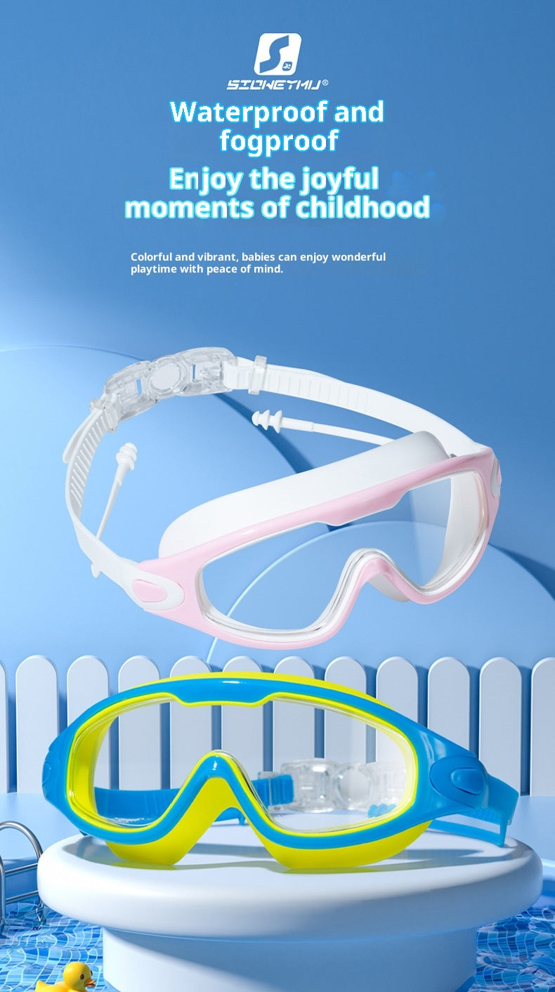 Enfants Haute définition imperméable Anti-fog Gants de bain monopièce avec grands cadres