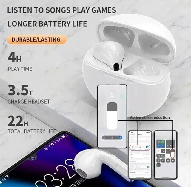 (bleu)Air Pro 6 casque casque TWS oreille sans fil Bluetooth Mini oreille HD