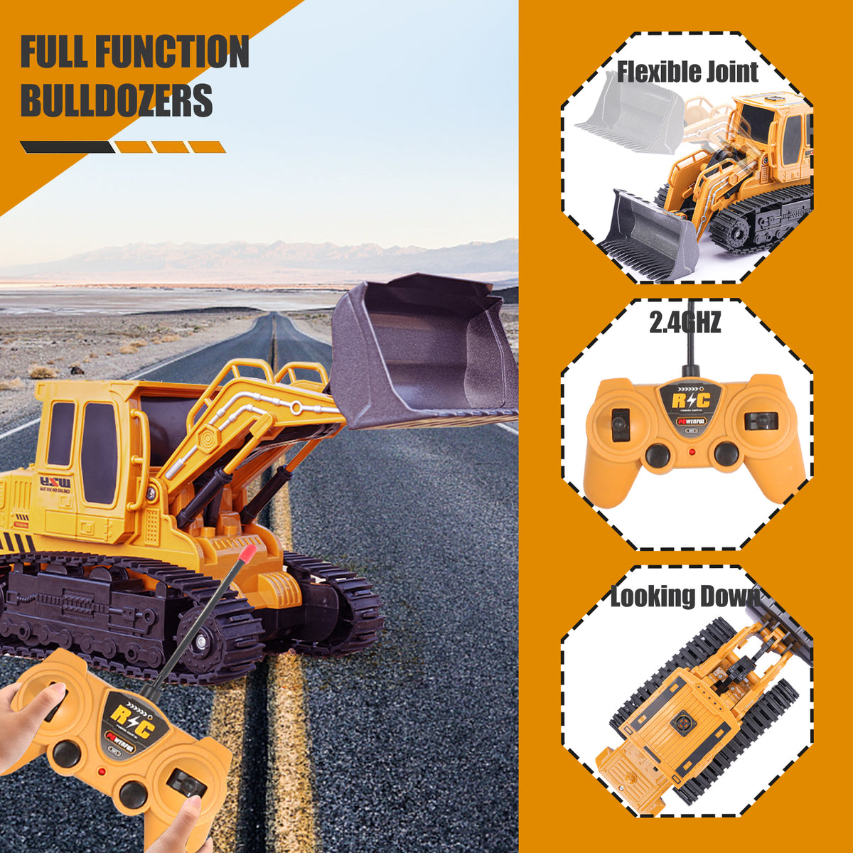 Excavateur de jouets de bulldozer pour véhicules d'ingénierie télécommandé Cadeaux pour enfants