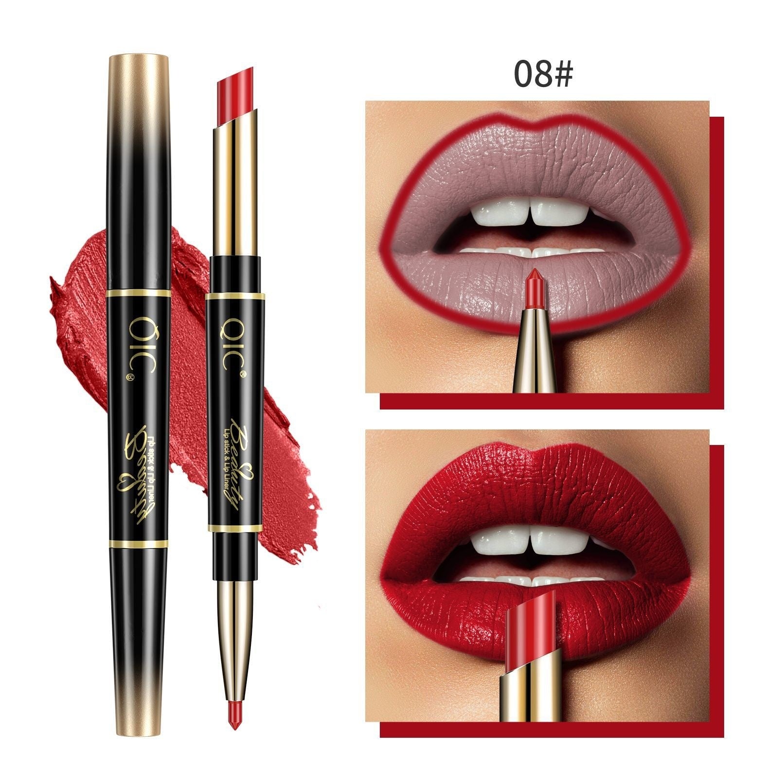 2-en-1 Stylo rouge à lèvres imperméable à l'eau