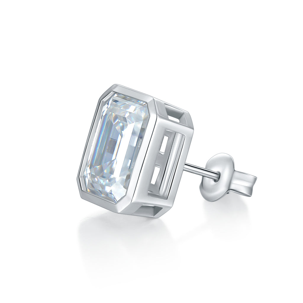 S925 Argent Sterling 8x10mm Boucles d'oreilles en mousse de moussanite coupées en émeraude