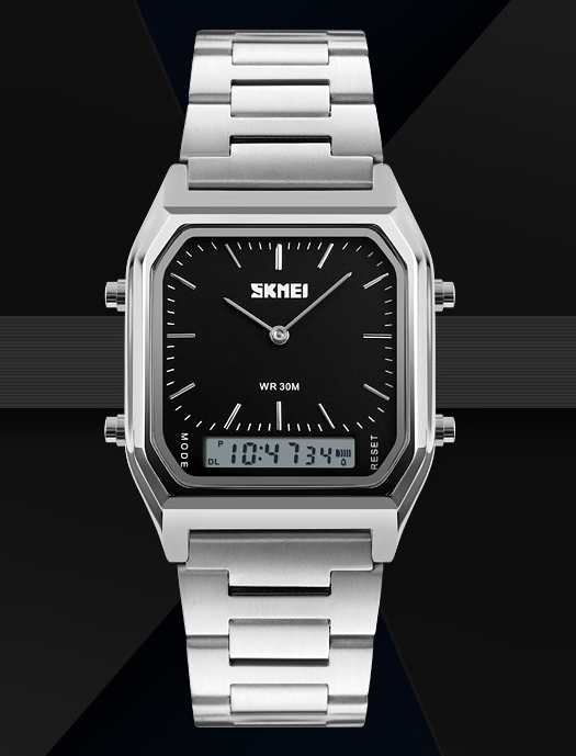 Montre électronique Retro Classic Business Bracelet en acier