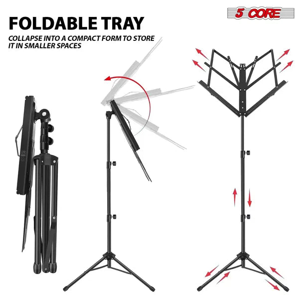 5 Core Music Stand Ajustable Desktop Book Stands Portable Sheet Holder Tous métalliques pliables