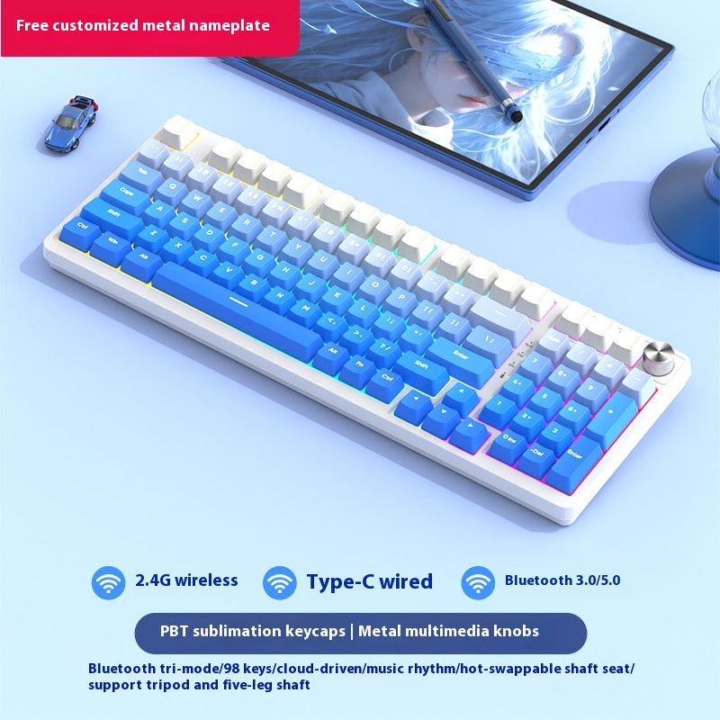 98 Clé sans fil Bluetooth Trois modèles de clavier mécanique Gaming Electronic Sports Office