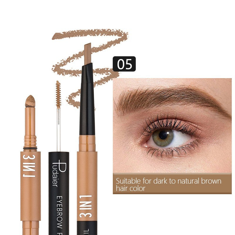 Crayon à sourcils étanche Triangle double tête en trois en un