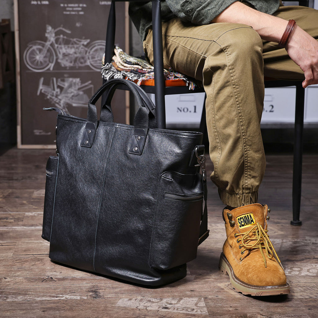 Épaule et sac de corps en cuir pleine fleur pour hommes