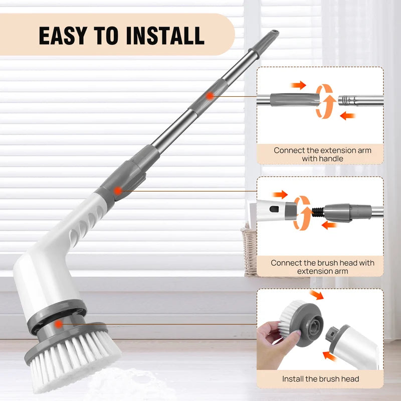 Brosse électrique rotative avec poignée réglable pour le nettoyage de puissance et 9 Brus interchangeables