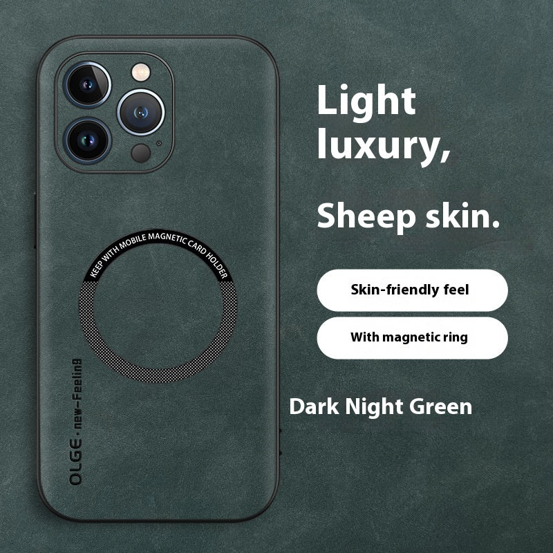 Magnetic Sheepskin Étui de téléphone d'affaires tout compris résistant à la chute