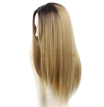 Perruque tête chimique fibre haute température teinture de soie dans les longs cheveux bouclés