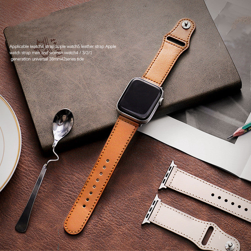 Bracelet de montre en cuir de vache de couleur pure