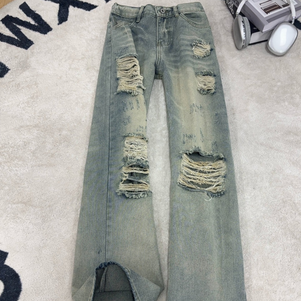 Jeans escamotés à large jambe pour hommes