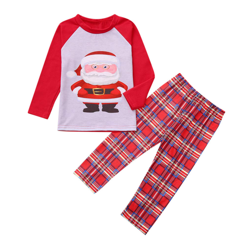 Costume de Noël Style européen et américain Pantalon en Plaid imprimé Père Noël