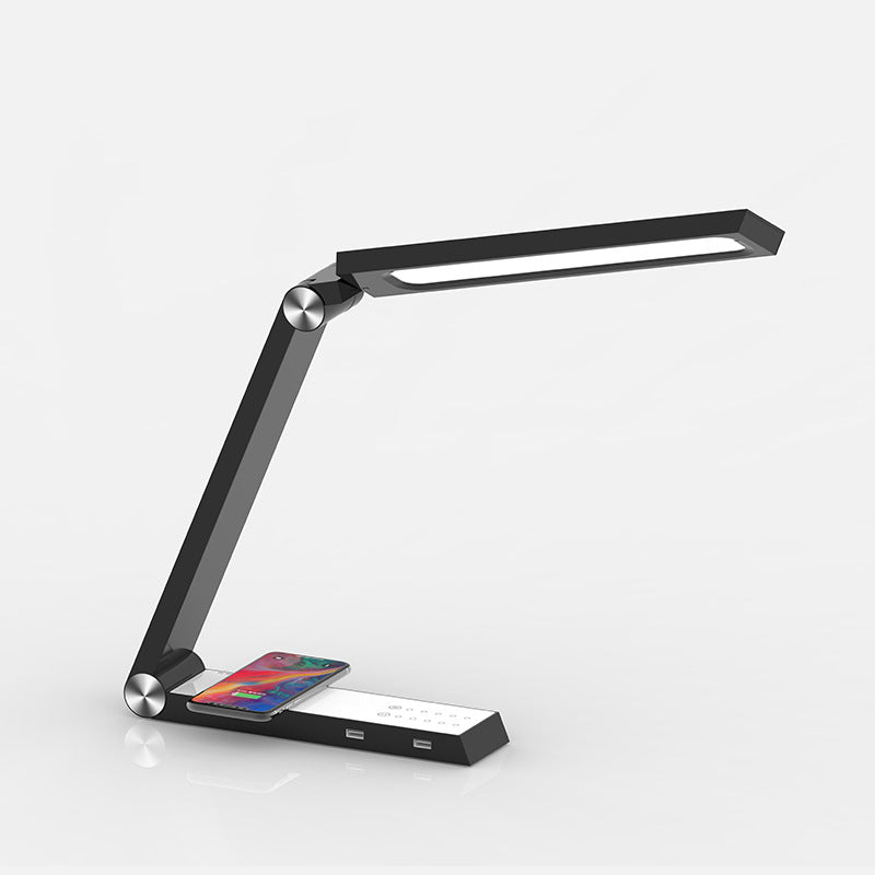LED sans fil charge longue bras lampe de bureau graduation lampe de table en aluminium alliage pliant longue Li