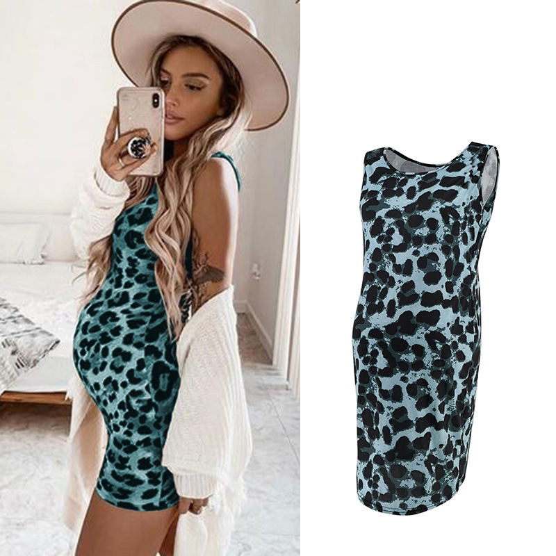 Robe léopard Femme enceinte sans manches d'été