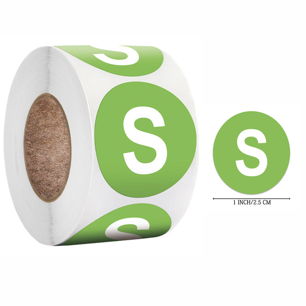 500 feuilles Roll Color Clothing S M L XL Taille Chapeau Sticker taille Sticker