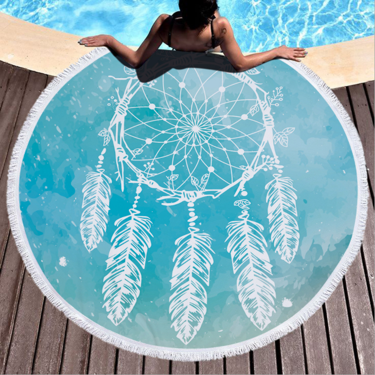 Rêve filet microfibre tour de plage serviette de yoga pad avec tassel
