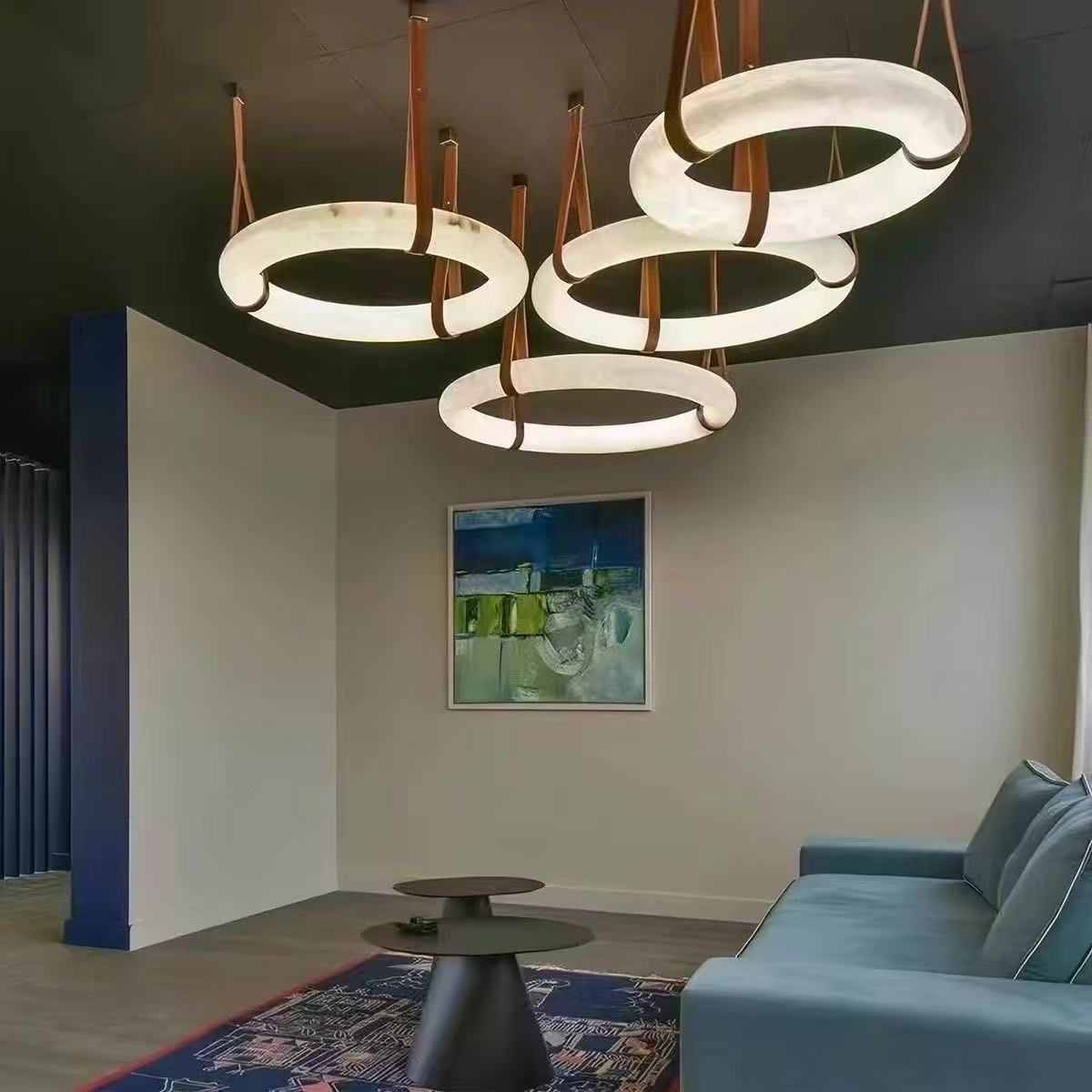 Moderne Minimalist Style de marbre de style pendentif rond pour le salon