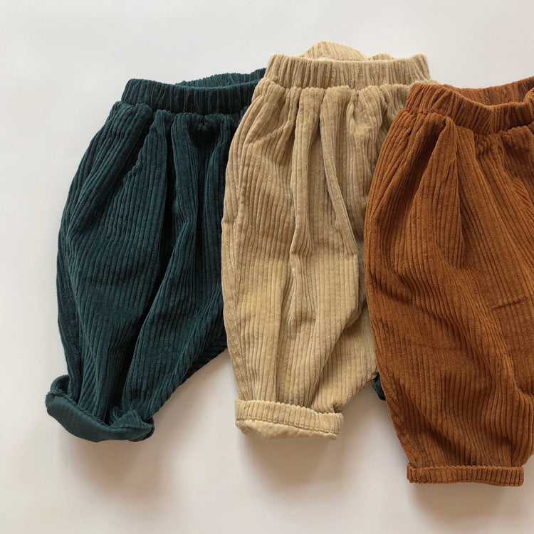 Garçons et filles épais Velours rayés Casual épais Pantalons radish